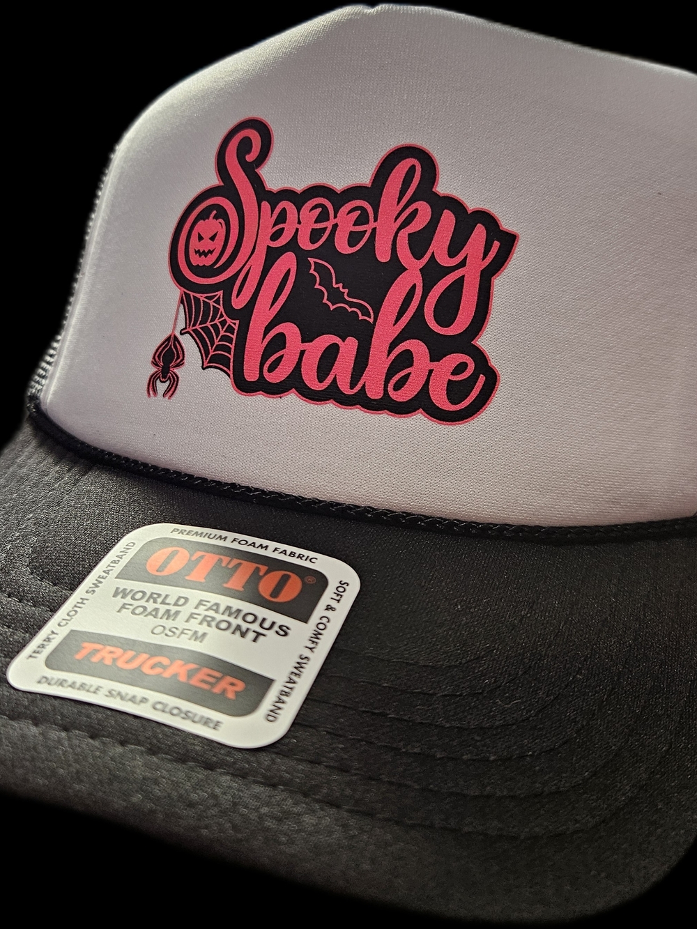 Spooky BabeTrucker Hat - Pink & Black